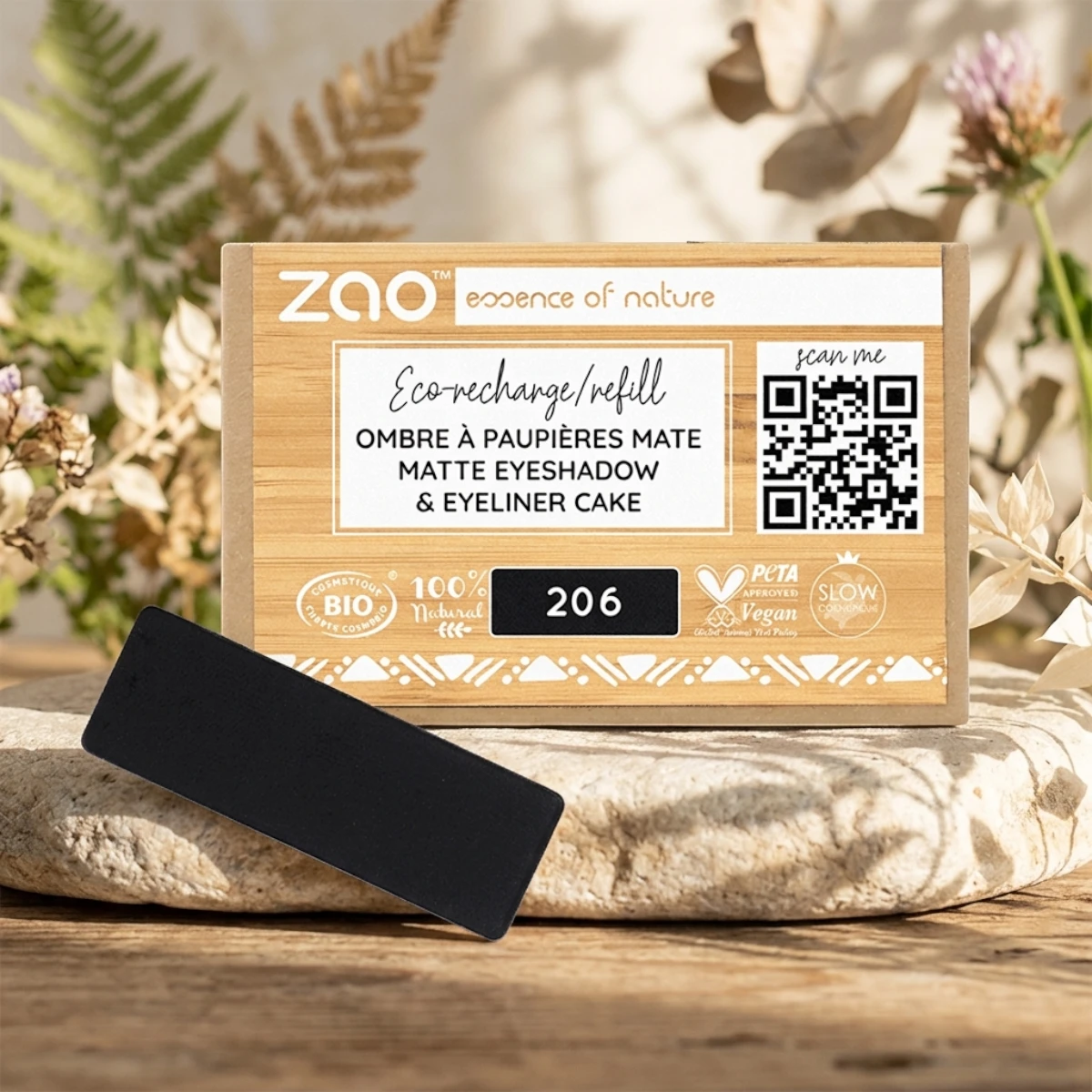 Zao Recarga Sombra Rectangular 206 Noir / Eyeliner - Imagen 2